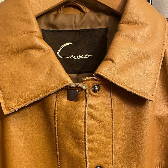 Cecoco Men's Camel Colored Leather Shirt Jacket - Picture 12 of 12